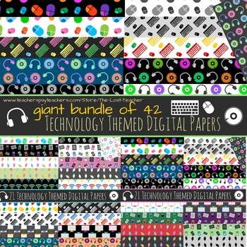 Preview of Technology Theme Digital Paper Bundle - 42 Papers