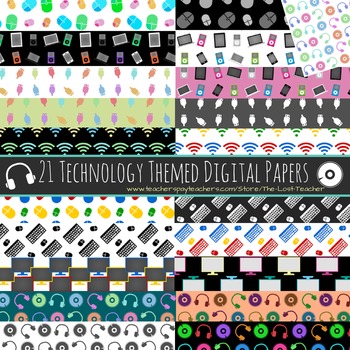 Preview of Technology Theme Digital Paper - 21 Papers (A)