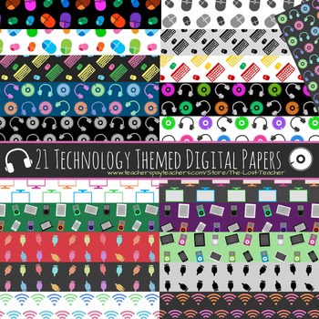 Preview of Technology Theme Digital Paper - 21 Papers (B)