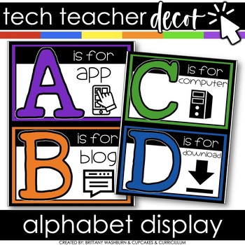 Preview of Technology Themed Decor Alphabet Line