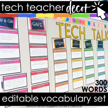 Preview of Technology Themed Decor Vocabulary Posters with Definitions