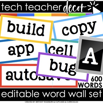Preview of Technology Themed Decor for the Computer Lab Word Wall Cards