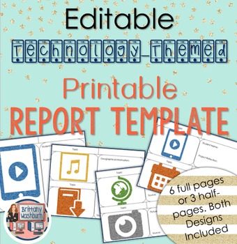 Preview of Technology Themed Editable Research Report Template