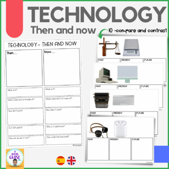 Preview of Technology- Then and now Social Studies- English and Spanish