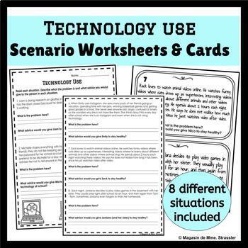 Preview of Technology Use Scenario Worksheets & Cards