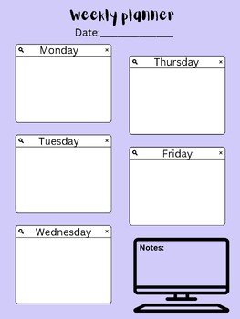 Preview of Technology Weekly planner