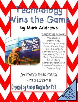 Preview of Technology Wins the Game Mini Pack 3rd Grade Journeys Unit 3, Lesson 11