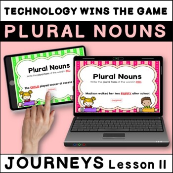 Preview of Technology Wins the Game: Plural Nouns BOOM Cards | Journeys 3rd Grade Lesson 11