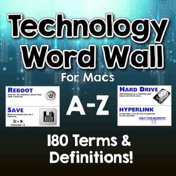 Preview of Technology Word Wall / Terms & Definitions for Macs. A-Z - Over 180 Terms