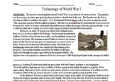 Technology of World War I Primary & Secondary Source Assignment