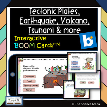 Preview of Tectonic Plates, Earthquake, Volcano, Tsunami, Faults & More Boom Cards