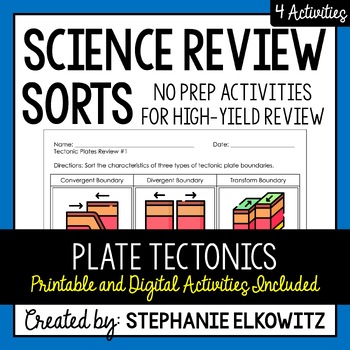 Preview of Tectonic Plates, Earthquakes & Volcanoes Review | Printable, Digital & Easel