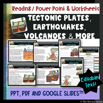 Preview of Tectonic Plates, Earthquakes, Volcanoes and More - Reading Notes and Worksheets