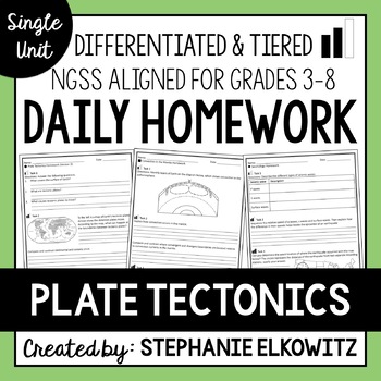Preview of Tectonic Plates Homework | Printable & Digital
