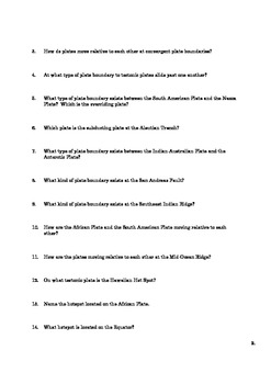 Plate Tectonics Worksheet with Questions by The Sci Guy | TpT