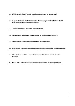 Plate Tectonics Worksheet with Questions by The Sci Guy | TpT