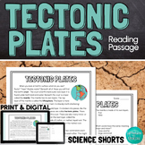 Tectonic Plates Reading Comprehension Passage PRINT and DIGITAL