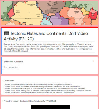 Preview of Tectonic Plates and Drift LinkLesson® - Online Blended Distance Remote Learning
