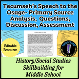 Tecumseh's Speech to the Osage- Primary Source Analysis, D