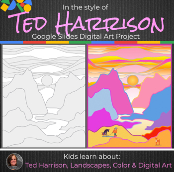 Preview of Ted Harrison Digital Art Lesson - Google Slides Middle School Art Lesson