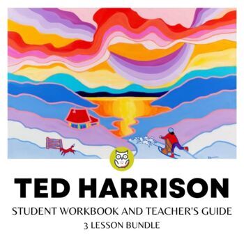Preview of Ted Harrison Winter Landscape Art Project with Activity book & Lesson Plans