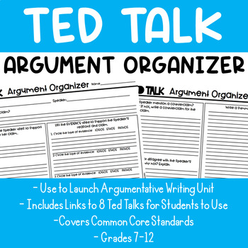 Preview of Ted Talk Argument Graphic Organizer