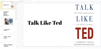 Preview of Ted Talk Lesson, Rubric, Outline Sheet & Slideshow 