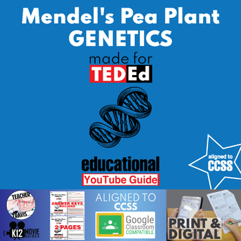 Preview of TedEd Mendel's Pea Plant Genetics | Youtube Video Guide | Punnett Square