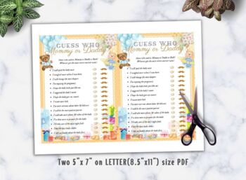 Bear Baby Shower Games Set - Instant Download