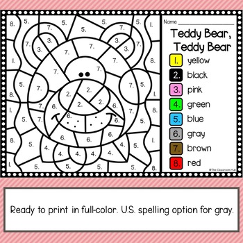 Download Teddy Bear Color by Code Coloring Free Printable by The Classroom Hub