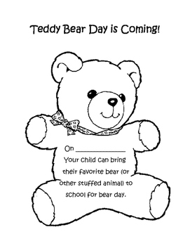 Teddy Bear Day Reminder by Michelle Williams | Teachers Pay Teachers