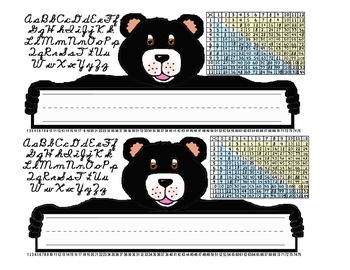 Preview of Teddy Bear Desk Name Tags with Multiplication Array Reference