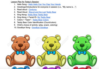 Preview of Teddy Bear - Distance Learning Lesson Plan Early Intervention