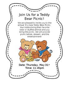 Teddy Bears Picnic Invitation Template