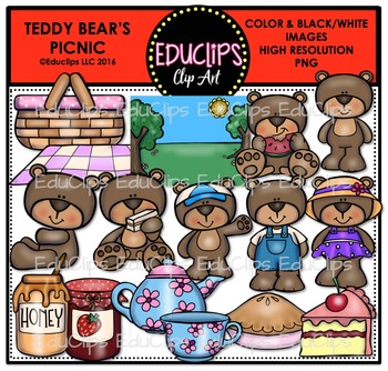 Preview of Teddy Bear's Picnic Clip Art Bundle {Educlips Clipart}