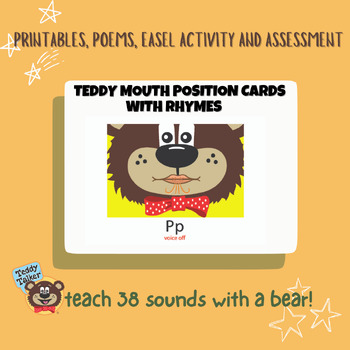 Preview of Speech Sound Visuals:  Teddy Talker Mouth Position Cards w. Reinforcement Rhymes