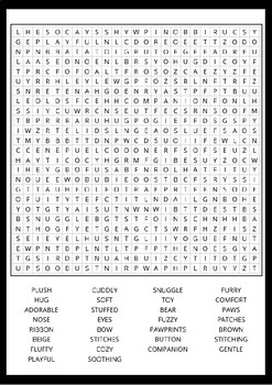 Teddy bear Word Search Puzzle No prep Activity Worksheets, Morning Work