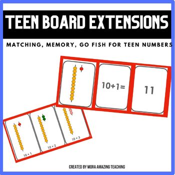 Preview of Teen Number Kindergarten Math Games:Matching, Memory, Go fish teen board ext.