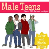 Teen Boys in the Fall Clipart Set