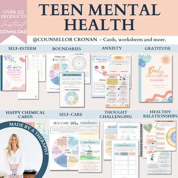 Preview of Teen Coping Skills for anxiety worries and emotional regulation. Self-Care