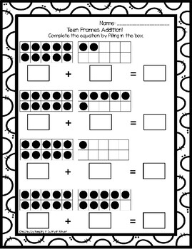 Teen Frame Addition by Keeping it Sunny in Kinder | TPT