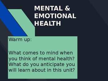 Preview of Teen Mental Health PPT (Importance of Mental & Emotional Health)