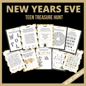 Preview of Teen New Years Eve Treasure Hunt, Printable Holiday Activity
