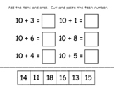 Teen Number Addition and Subtraction Cut and Paste