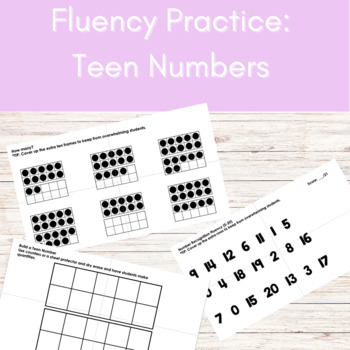 Preview of Teen Number Fluency Pack