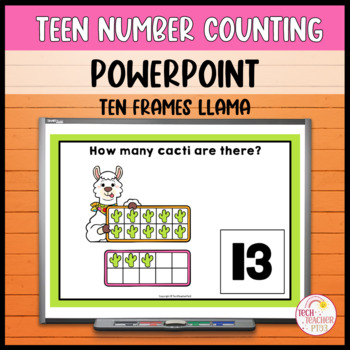 Preview of Teen Number PowerPoint Counting Ten Frames Llama