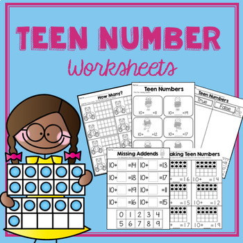 Preview of Teen Numbers Kindergarten Worksheets