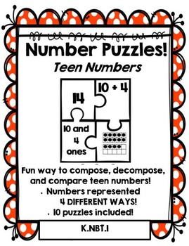 Preview of Number Puzzles: Compose and Decompose Teen Numbers - Math Dollar Deals