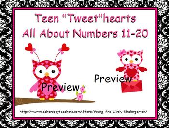 Preview of Teen Number Tweethearts for Promethean Board
