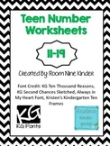 Teen Number Worksheets